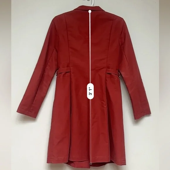 See by Chloé Coat Cotton Belted Rust Red Size 2 - Picture 16 of 17